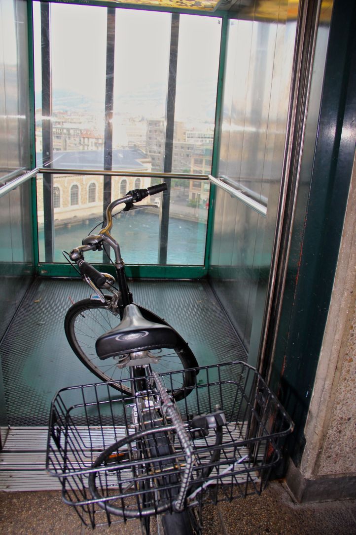 Bike Riding an elevator in Geneva