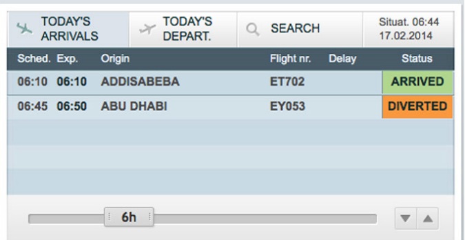 Geneva airport's website screen shot